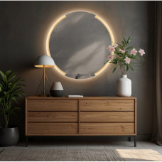Круглое настенное зеркало 70 см со светодиодной LED-подсветкой Рия 